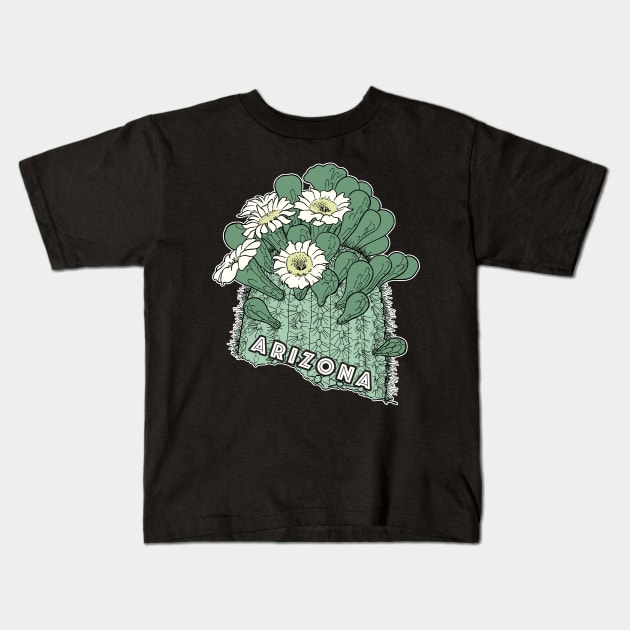 Arizona State Flower - Saguaro Cactus Kids T-Shirt by encyclo